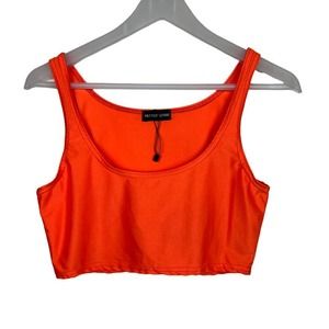 Pretty Little Thing Neon Orange Crop Top Bralette Size 6